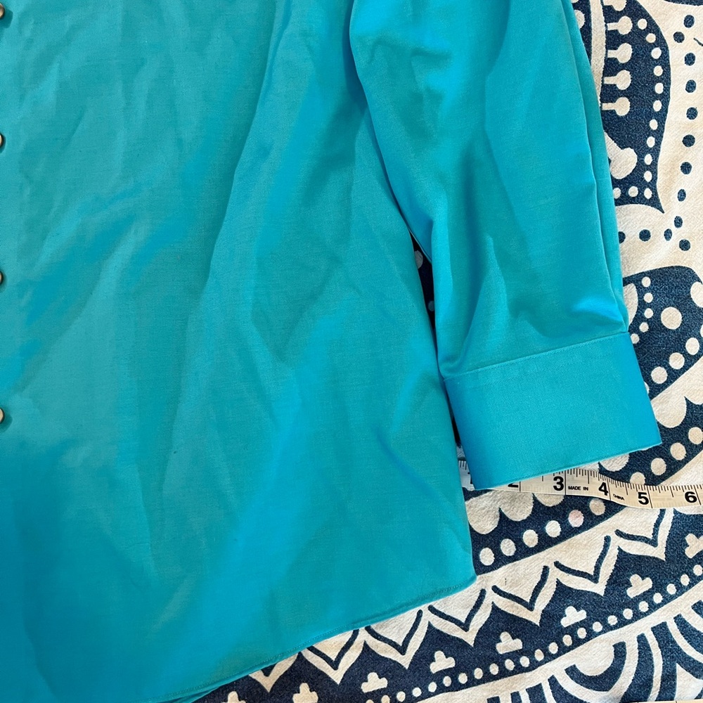 MURANO ADULT MENS SHIRT BUTTON DOWN SIZE NECK 17.5 34 TURQUOISE AQUA BLUE 222 - Picture 6 of 11